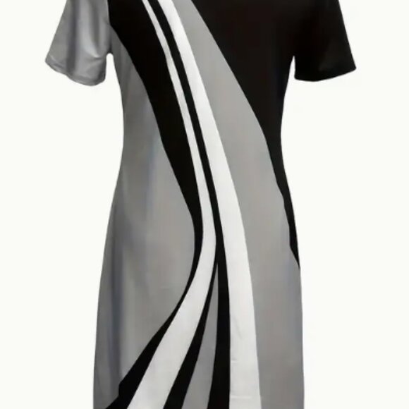 NEW! Black, White & Gray Abstract Stripe Dress – Size 6 Medium – NWT - Picture 7 of 9